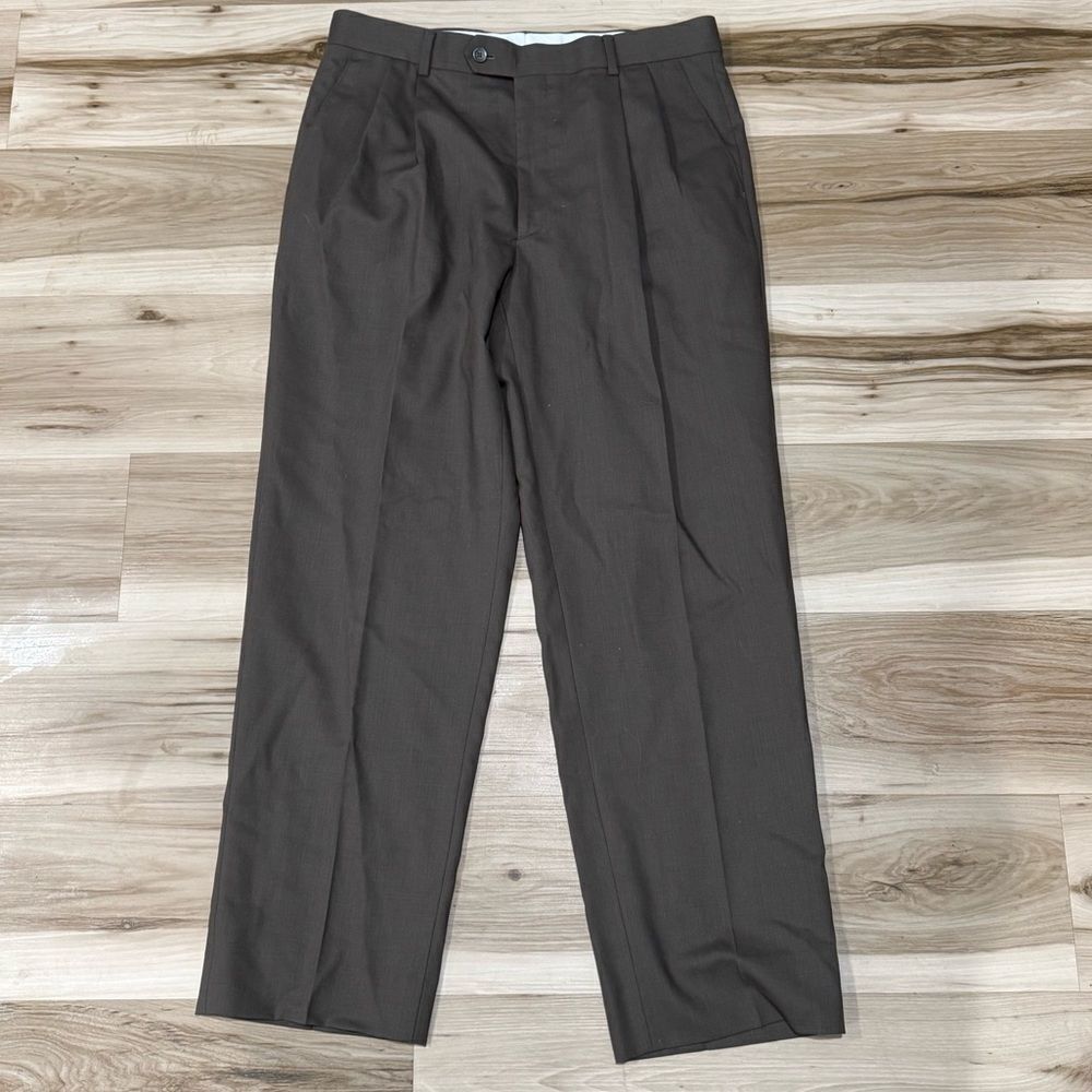 Pronto Uomo Wool Brown Pleated Pants Men’s 34